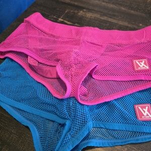 Hot Pink And Blue Mesh Jock Shorts